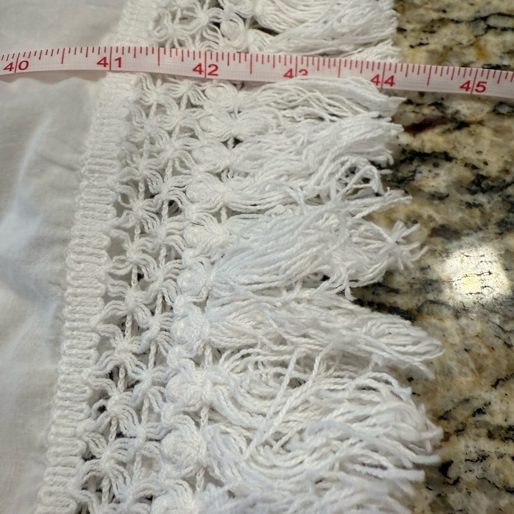 Pure white floral lace fringe swim cover up tunic top SZ S/M - Picture 9 of 12